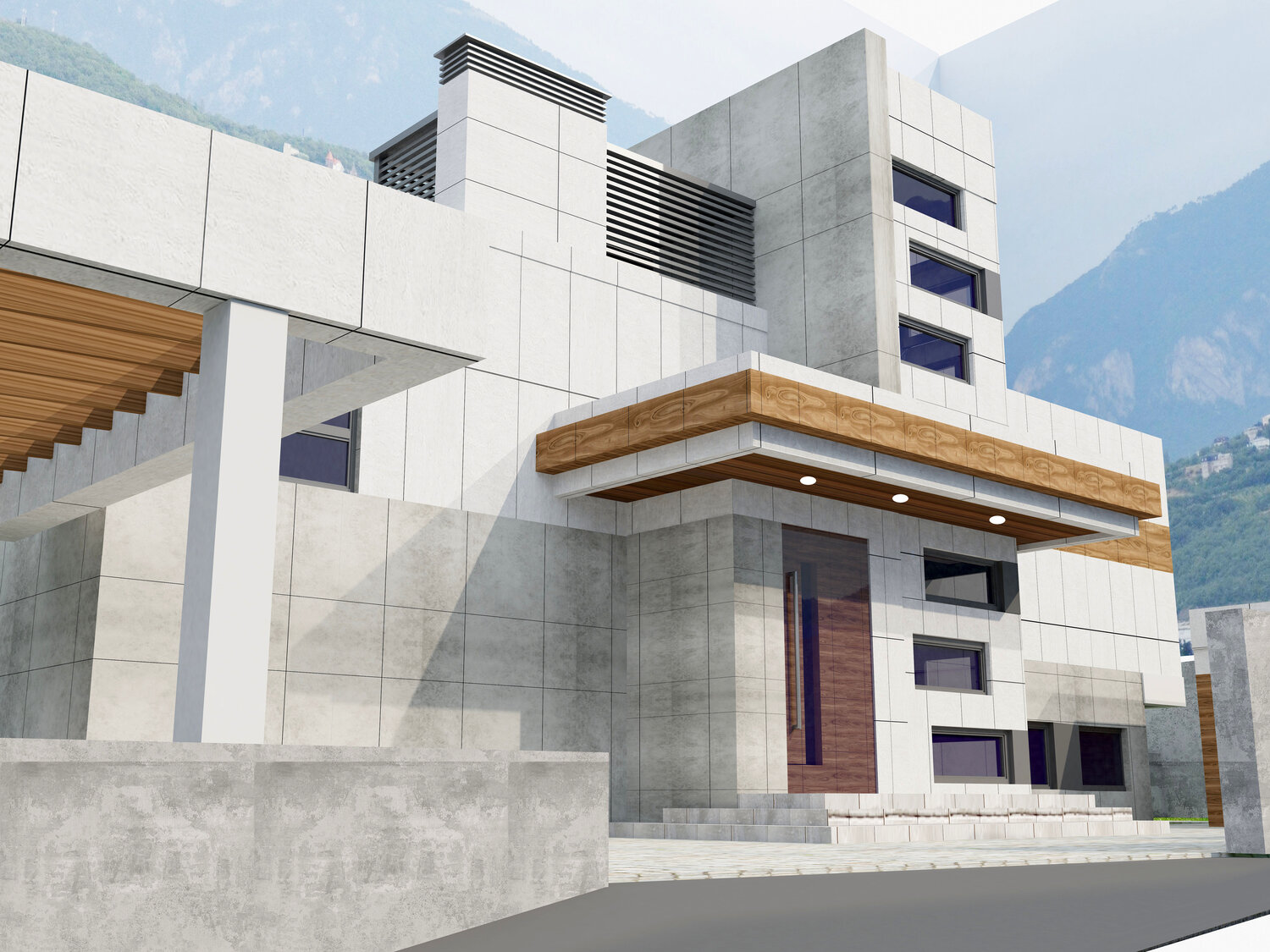 Проект частного дома с подпорными стенами на сложном рельефе