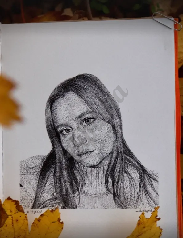 Портрет в технике точечной графики (pointillism)